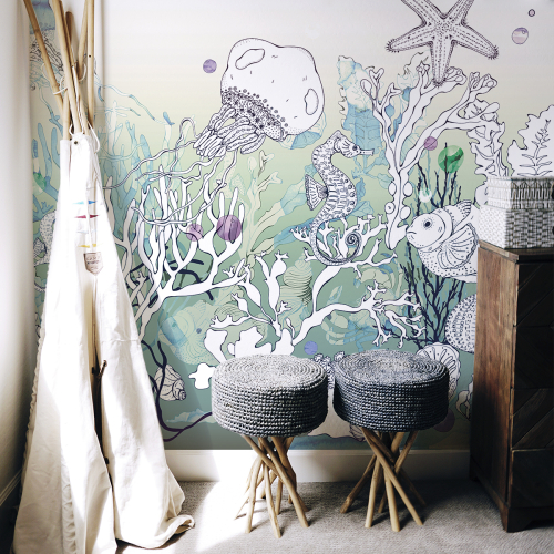 Papier peint panoramique Mille lieues sous les mers - Collection Lili Bambou Design - Acte-Deco