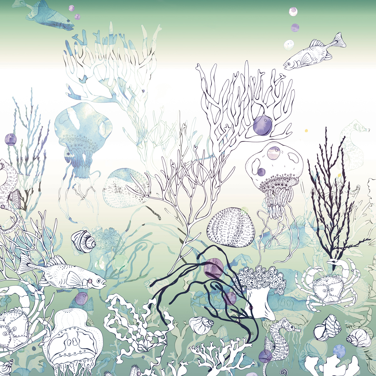Papier peint panoramique Mille lieues sous les mers - Collection Lili Bambou Design - Acte-Deco