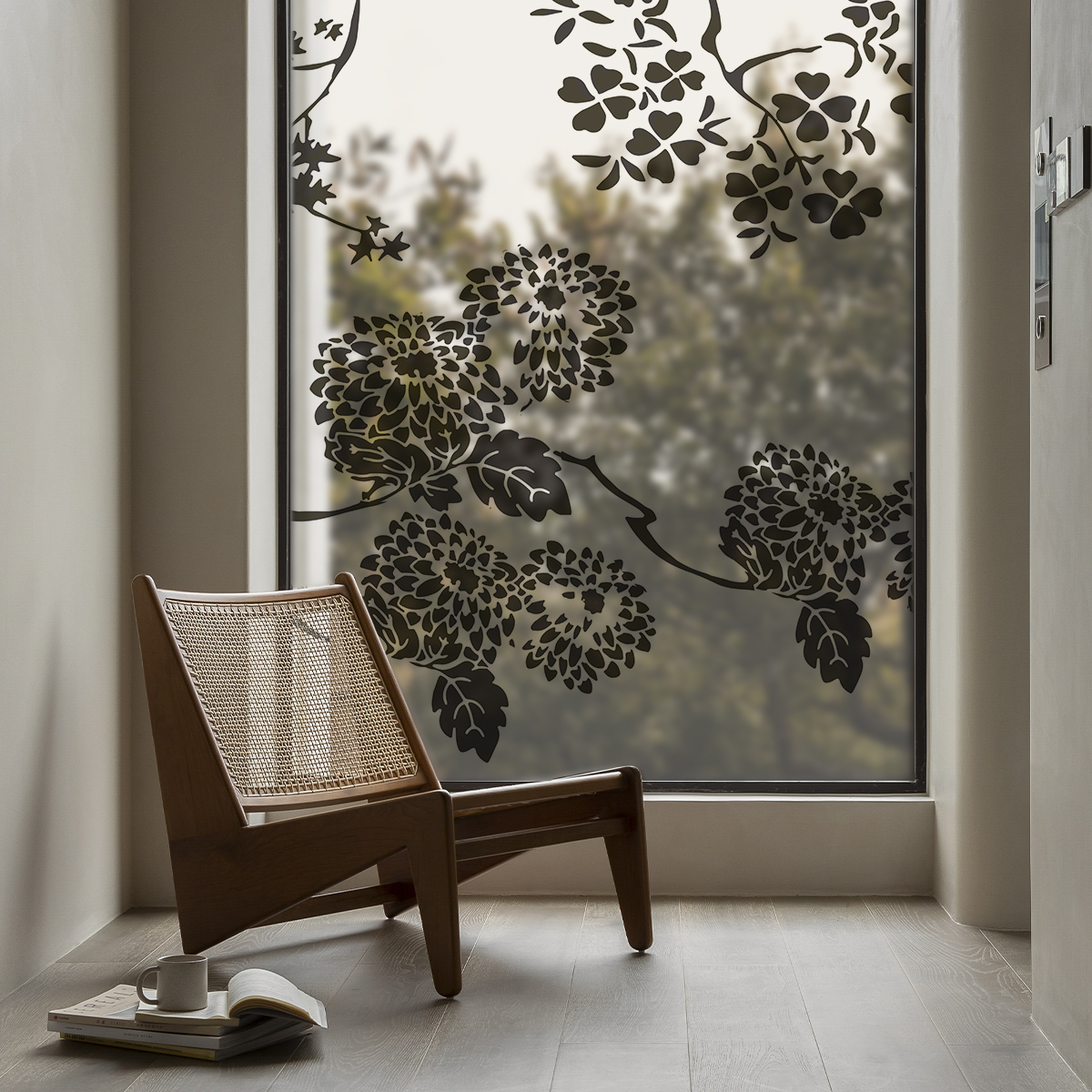 Fensterbilder - Dekorative Folie für Fenster Asiatische Blumen Kollektion Lili Bambus Design - Acte-Deco