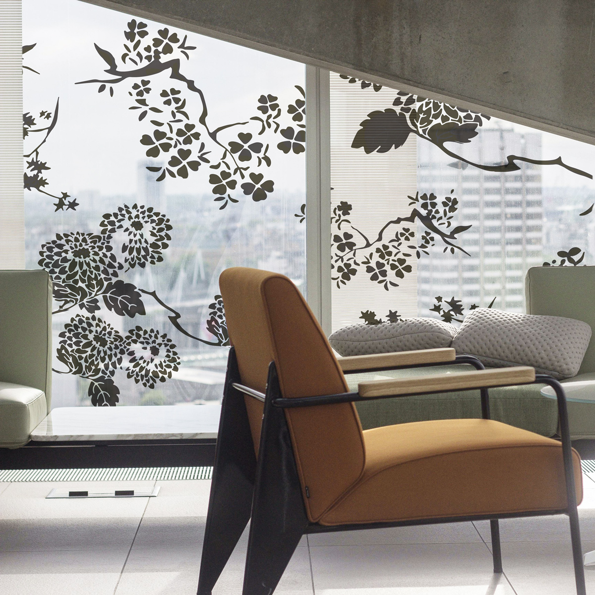 Vitrophanie - Film décoratif pour vitrage  Fleurs d'Asie Collection Lili Bambou Design - Acte-Deco