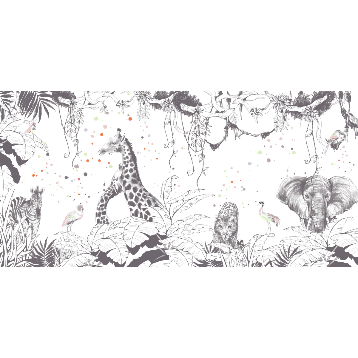 Papier peint panoramique Scènes girafes | Acte-Deco