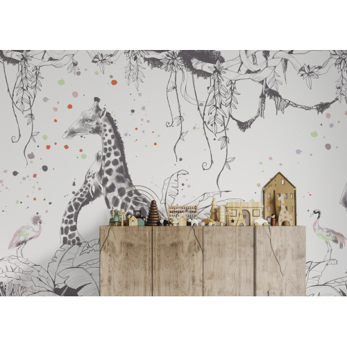 Papier peint panoramique Scènes girafes | Acte-Deco