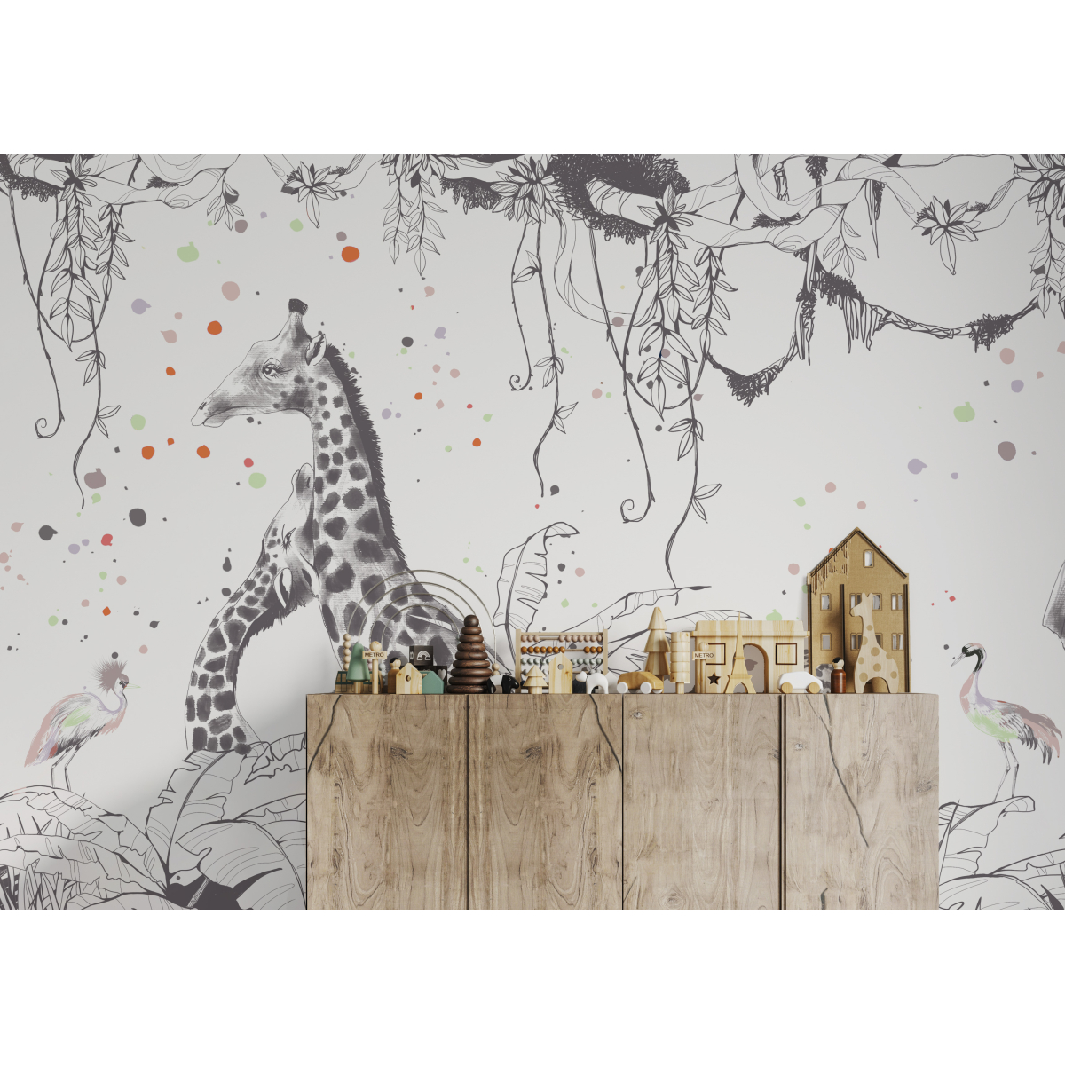 Carta da parati panoramica Scene di giraffa Acte-Deco