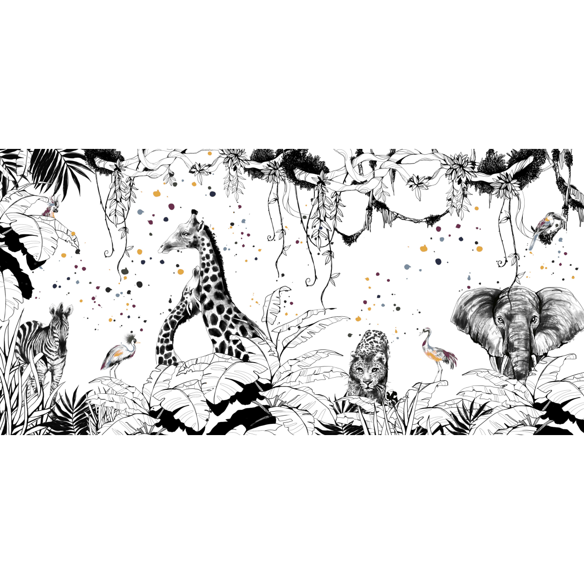 Panoramic wallpaper Jungle circus | Acte-Deco