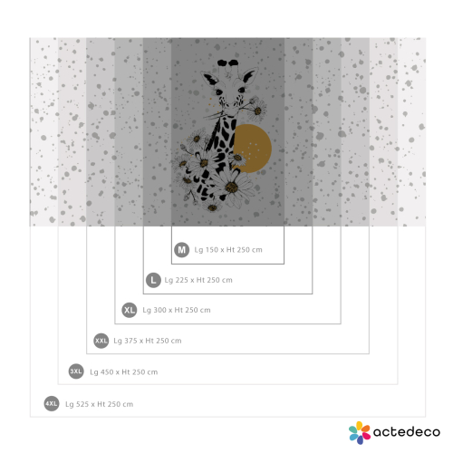 Panorama-Vliestapete Giraffe und Blumen - Kollektion Silowane - Acte-Deco.
