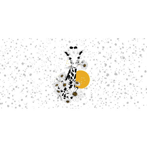 Carta da parati panoramica con giraffa e fiori - Collezione Silowane - Acte-Deco.