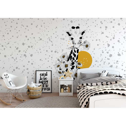 Papier peint panoramique girafe et fleur - Collection Silowane - Acte-Deco