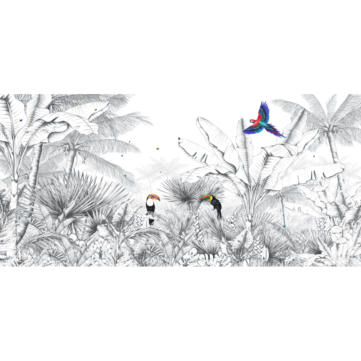 Carta da parati panoramica Paesaggio tropicale - Collezione Lulu au crayon - Acte-Deco