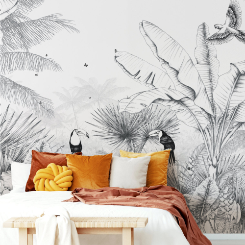Panoramic wallpaper Tropical landscape - Lulu au crayon collection - Acte-Deco