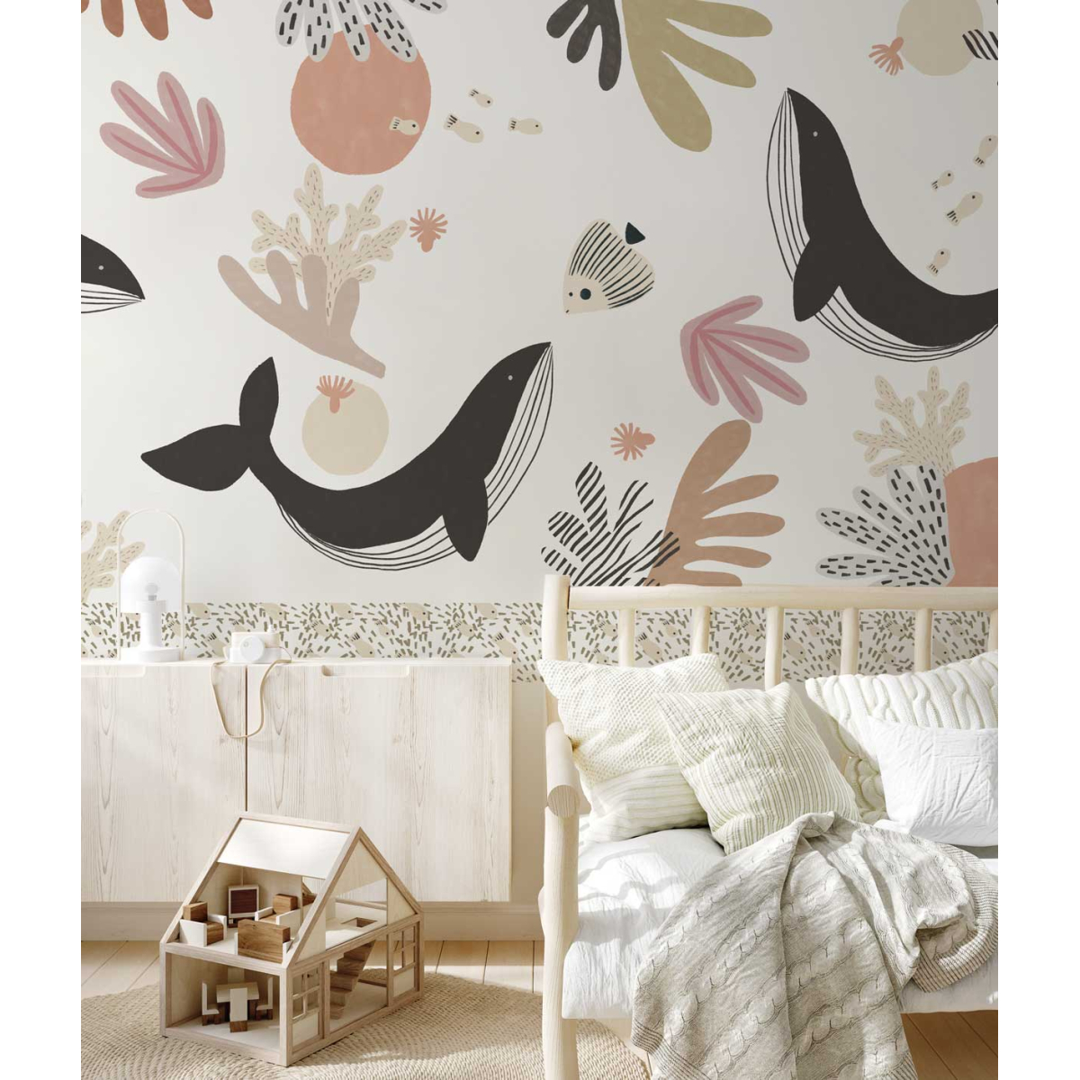 Panoramic wallpaper Whales and the seabed - Zoé Jiquel Collection- Acte-Deco