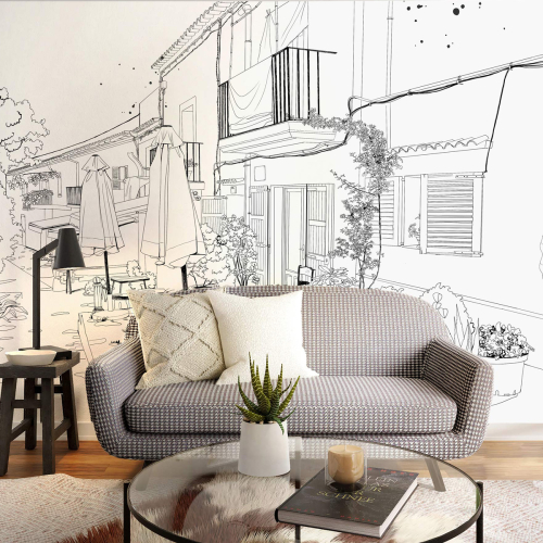 Summer terrace panoramic wallpaper - Collection Silowane - Acte-Deco