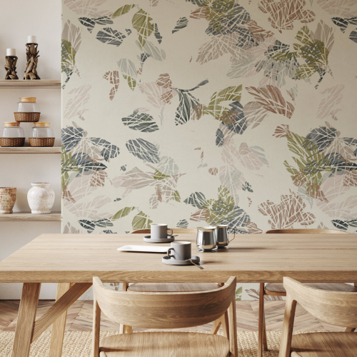 Panoramic wallpaper with abstract leaf pattern - Studio Cymé collection - Acte-Deco