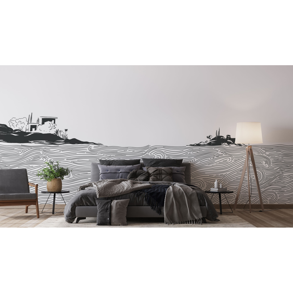 Papier peint panoramique Porquerolles - Collection Elisabeth Pese - Acte-Deco