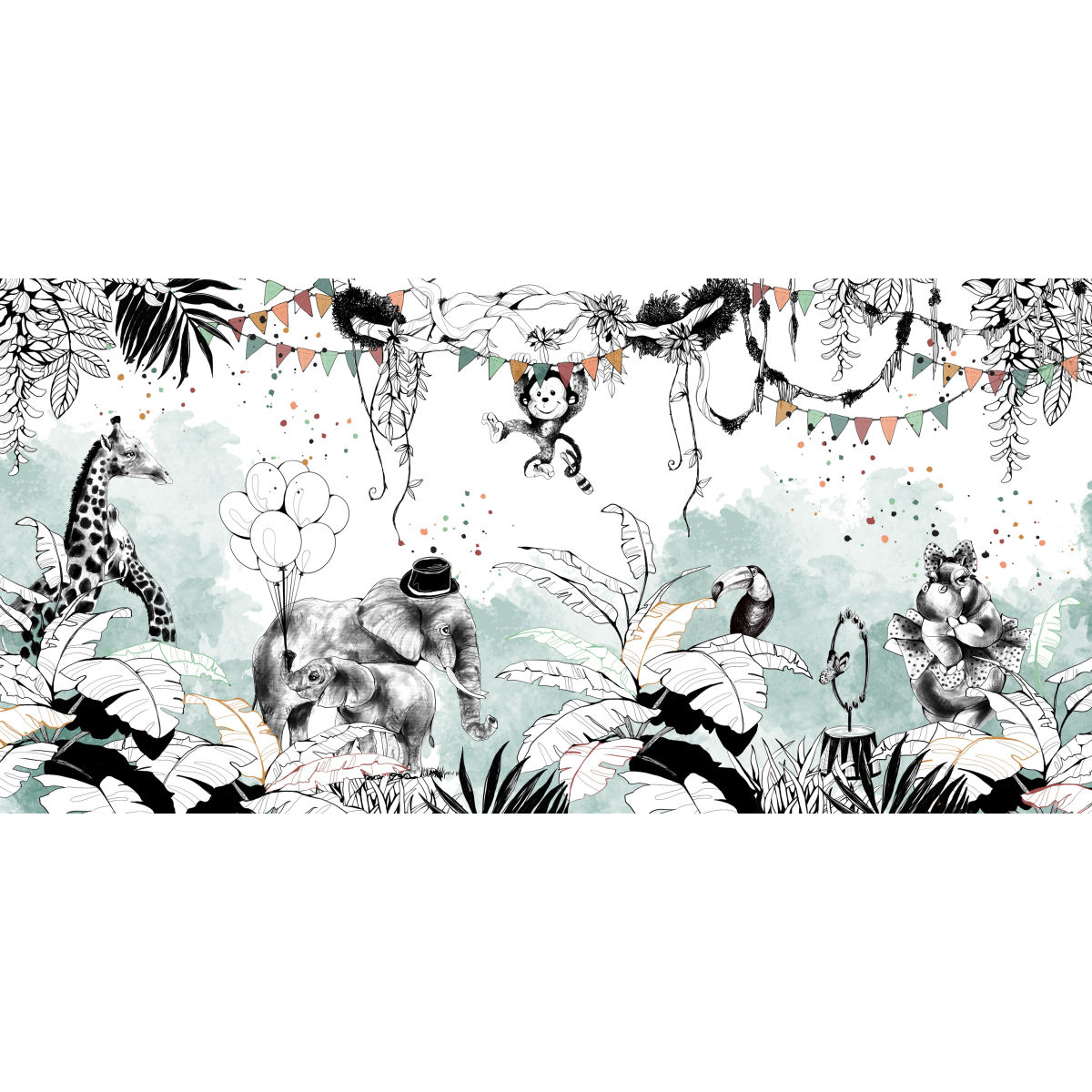 Panoramic wallpaper Jungle circus | Acte-Deco