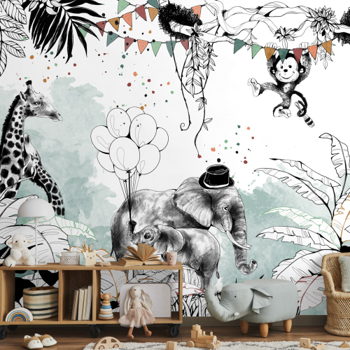 Panoramic wallpaper Jungle circus | Acte-Deco