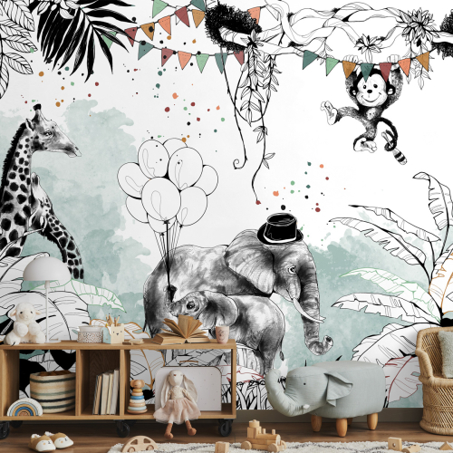 Papel pintado Panorámica Jungla de circo | Acte-Deco