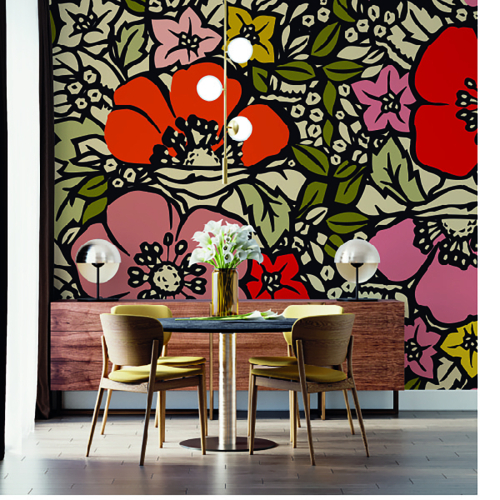Flora" wallpaper - Collection Audrey Mercier - Acte-Deco