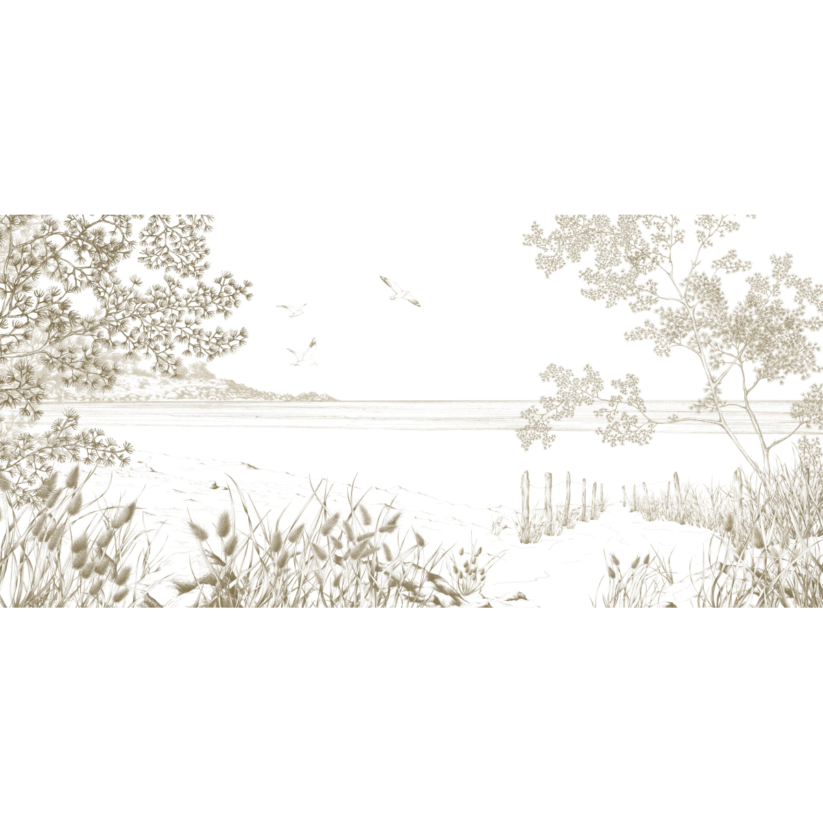 Panoramic wild coast wallpaper - Lulu au crayon collection - Acte-Deco