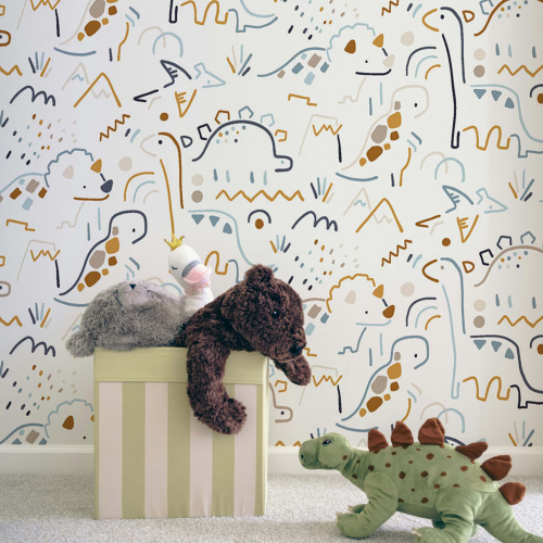Panoramic children's wallpaper dinosaurs - Collection Émilie GAUVRIT - Acte-Deco