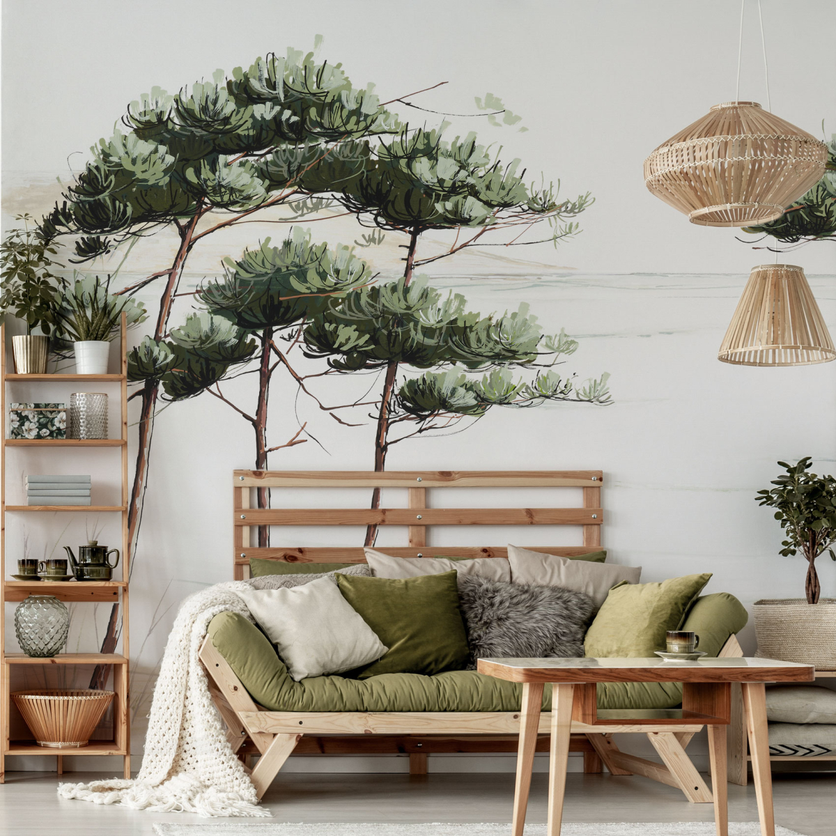 Panoramic wallpaper pine landscape - Collection Casa Luci - Acte-Deco