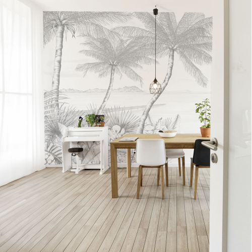 Papier peint panoramique Echappée Tropicale - Collection Lulu au crayon - Acte-Deco