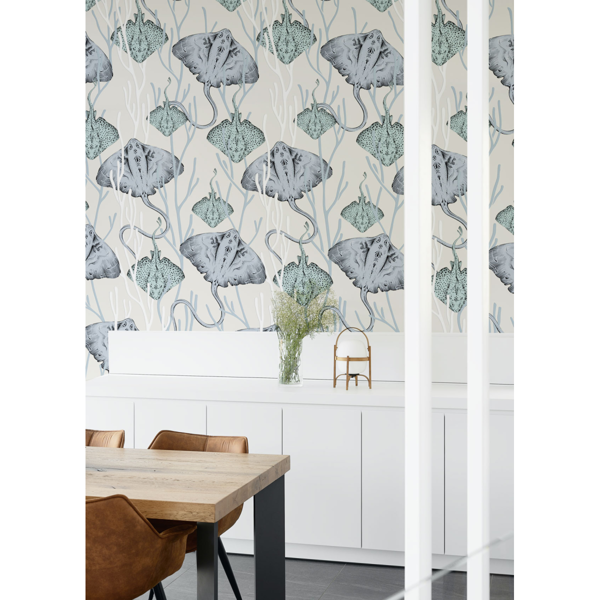 Panoramic wallpaper with ray and coral patterns - Collection Alex & Marine - Acte-Deco