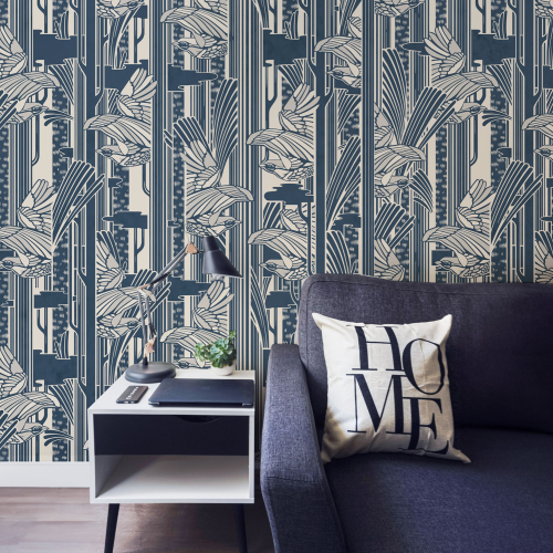 Panoramic wallpaper with bird pattern - Collection Alex & Marine - Acte-Deco