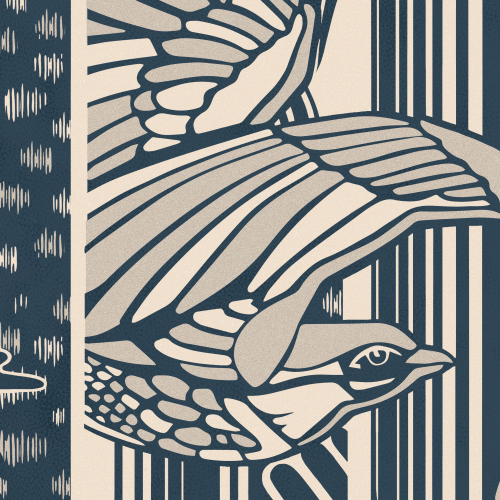 Panoramic wallpaper with bird pattern - Collection Alex & Marine - Acte-Deco