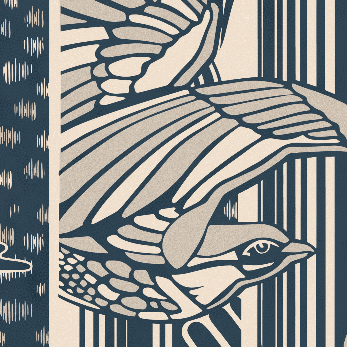 Panoramic wallpaper with bird pattern - Collection Alex & Marine - Acte-Deco