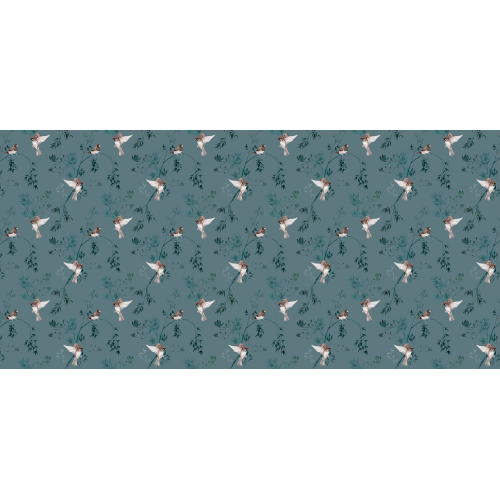 Panoramic wallpaper Japanese sparrows - Jessica Le Divenah Collection - Acte-Deco