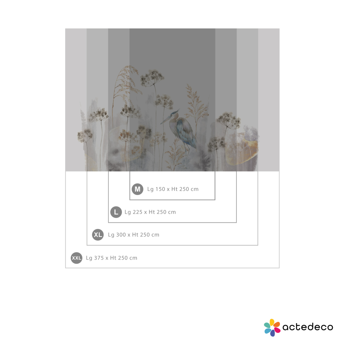 Panorama-Tapete Blauer Reiher - Jessica Le Divenah Collection - Acte-Deco