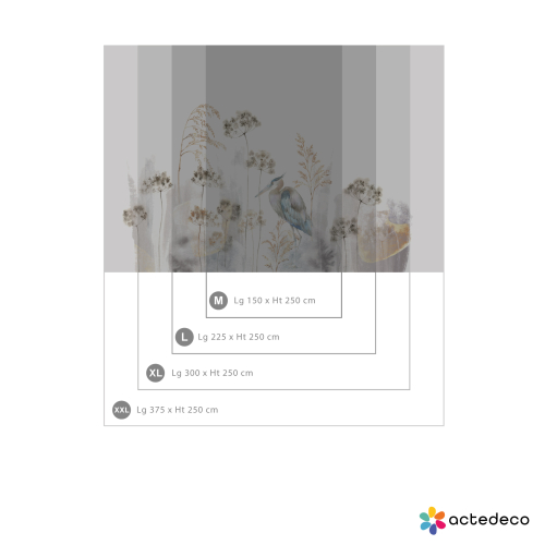 Panorama-Tapete Blauer Reiher - Jessica Le Divenah Collection - Acte-Deco