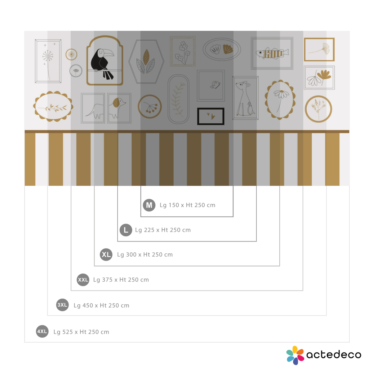 Panoramic wallpaper childlike frames - Collection La Petite Emi - Acte-Deco