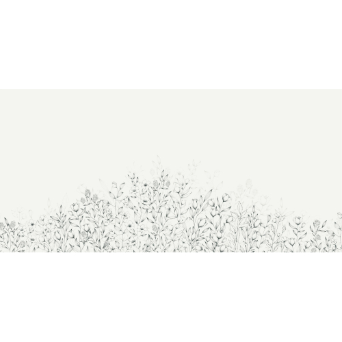 Panoramic wallpaper with a vegetal baseboard