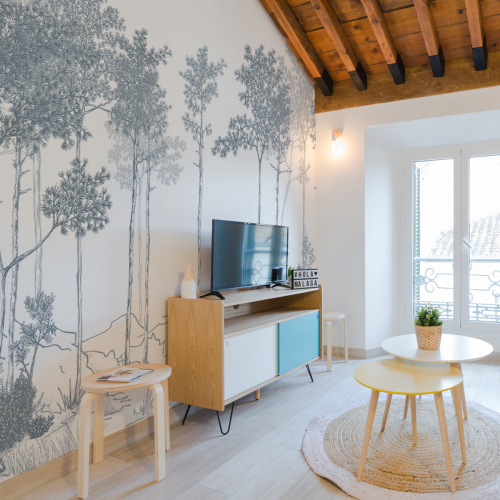 Panoramic wallpaper Stroll in the woods - Luluaucrayon Collection - Acte-Deco