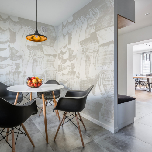 Panoramic abstract wallpaper with ink designs
