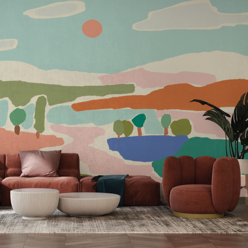 Panoramic  wallpaper Summer in color - Collection Blanche Daramir - Acte-Deco