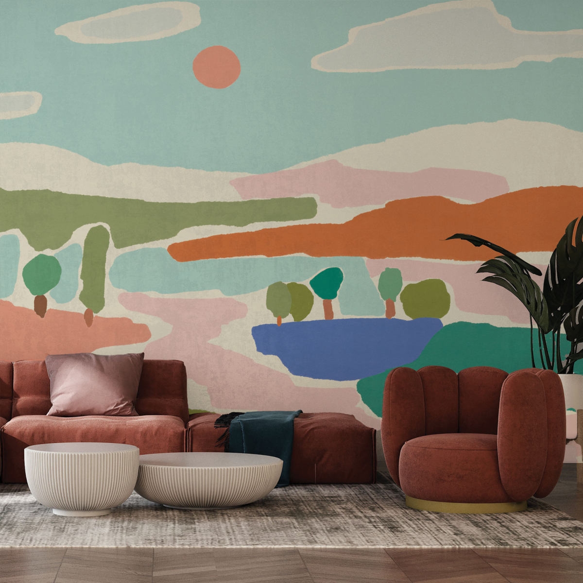 Panoramic  wallpaper Summer in color - Collection Blanche Daramir - Acte-Deco