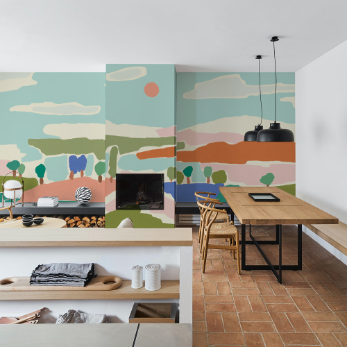 Panoramic  wallpaper Summer in color - Collection Blanche Daramir - Acte-Deco
