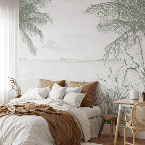 Echappée Tropicale panoramic wallpaper - Lulu au crayon collection Acte-Deco
