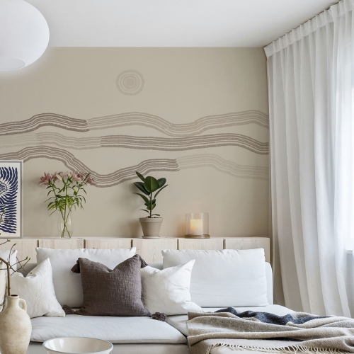 Panoramic wallpaper Graphic landscape - Collection Blanche Daramir - Acte-Deco