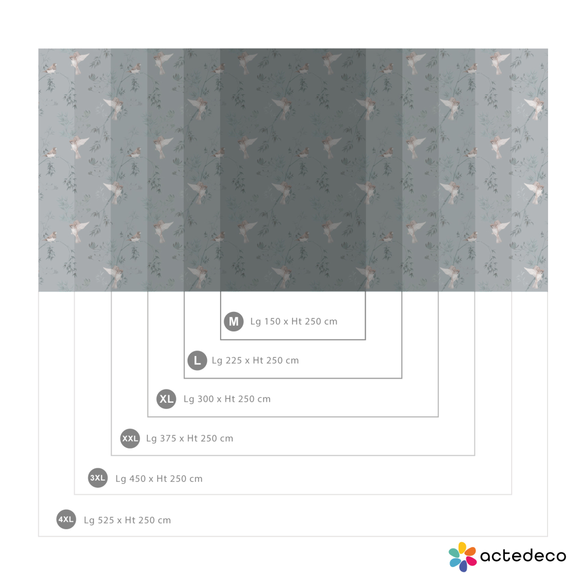 Panoramic wallpaper Japanese sparrows - Jessica Le Divenah Collection - Acte-Deco