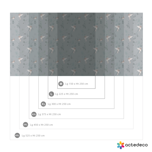 Panoramic wallpaper Japanese sparrows - Jessica Le Divenah Collection - Acte-Deco