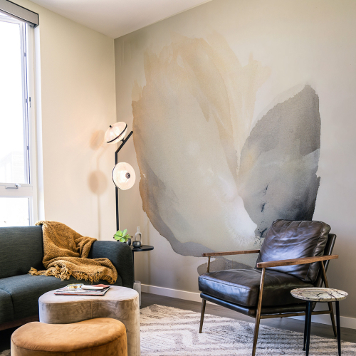 Papel pintado panorámico de nubes en acuarela - Colección Noëmie Krey - Acte-Deco