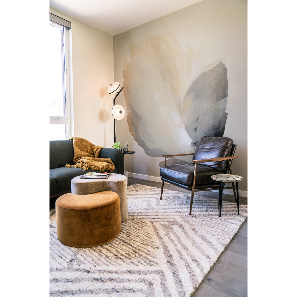 Papel pintado panorámico de nubes en acuarela - Colección Noëmie Krey - Acte-Deco