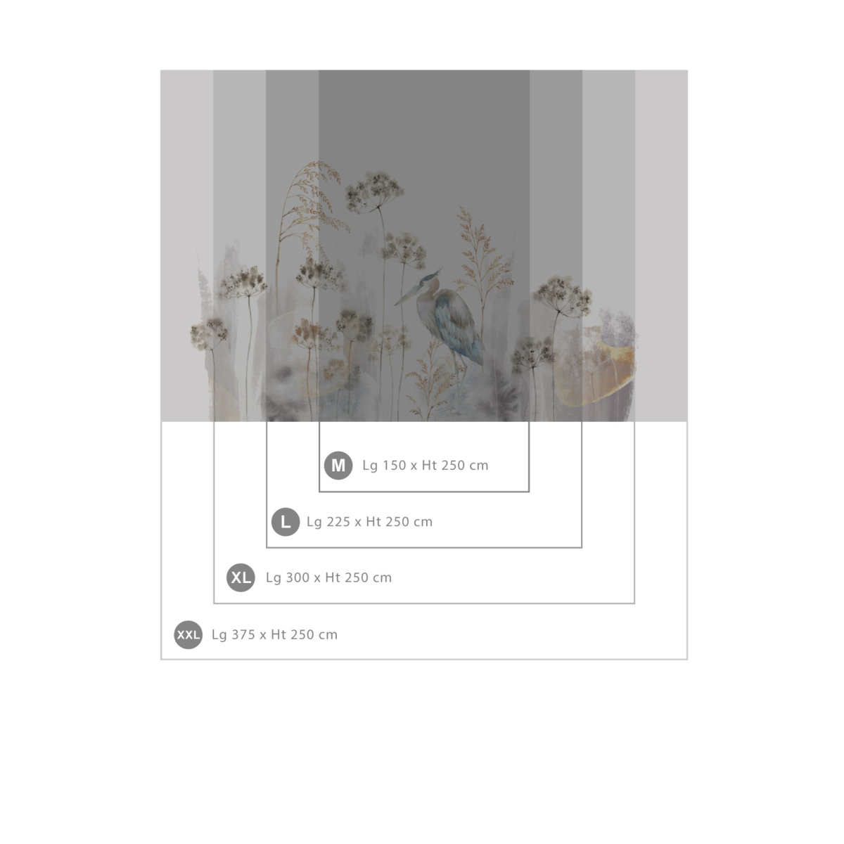 Panorama-Tapete Blauer Reiher - Jessica Le Divenah Collection - Acte-Deco