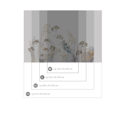 Panorama-Tapete Blauer Reiher - Jessica Le Divenah Collection - Acte-Deco