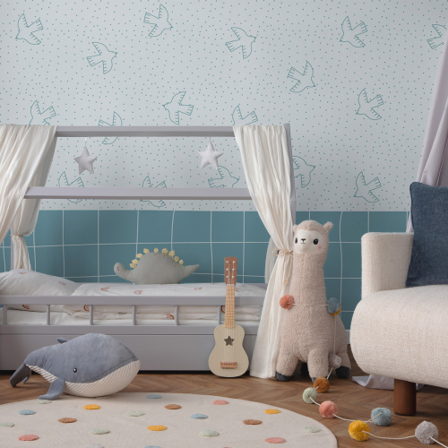 Panoramic wallpaper wainscoting with bird - Collection La Petite Emi - ACTE-DECO