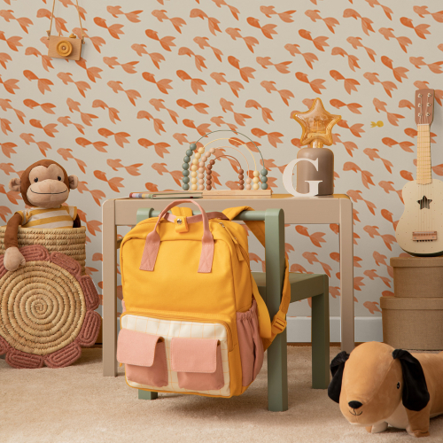 Panorama-Vliestapete mit goldenen Fischen - Kollektion Émilie GAUVRIT - Acte-Deco