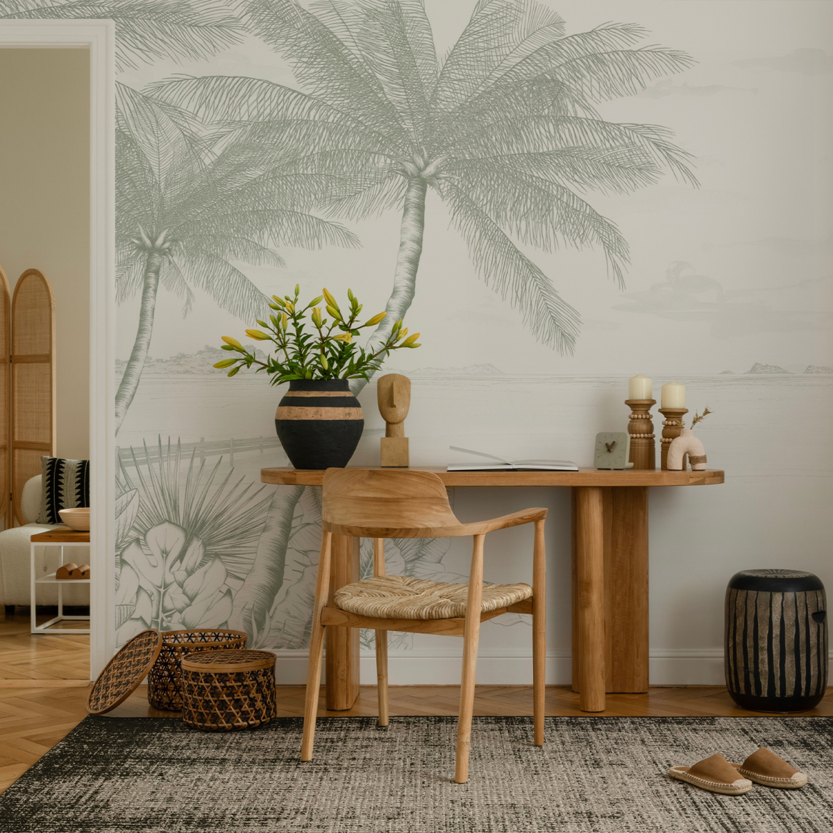 Papier peint panoramique Echappée Tropicale - Collection Luluaucrayon - Acte-Deco